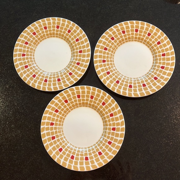 Red & Gold Mosaic Cup & Saucer by Bridget Dobson - Set of 3 - Picture 7 of 9